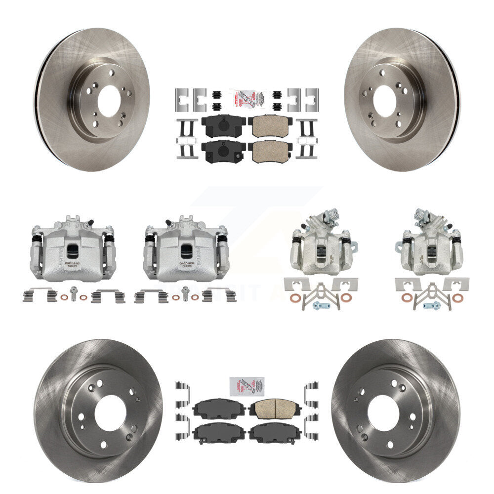 Front Rear Brake Caliper Rotor Ceramic Pad Kit (10Pc) For 06-08 Honda Civic Si with 2.0L KC8-102869N