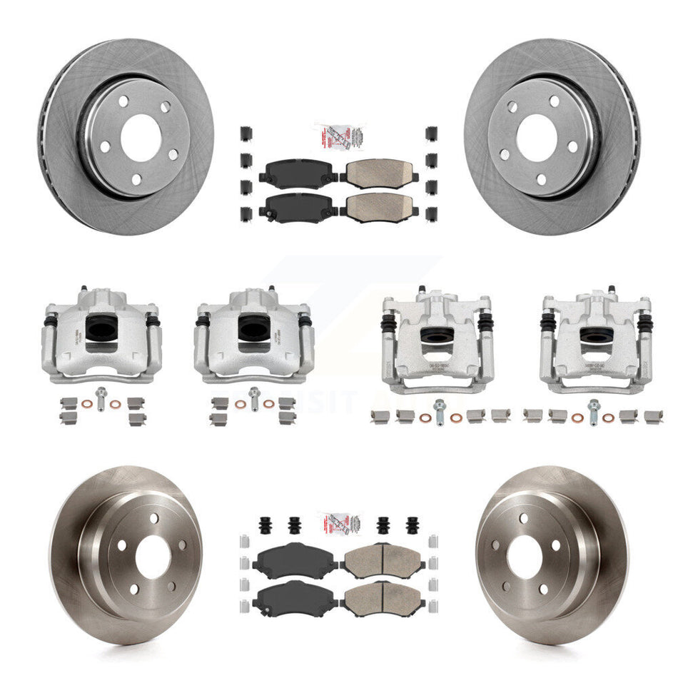 Front Rear Disc Brake Caliper Rotors And Ceramic Pads Kit (10Pc) For Jeep Wrangler KC8-102892N