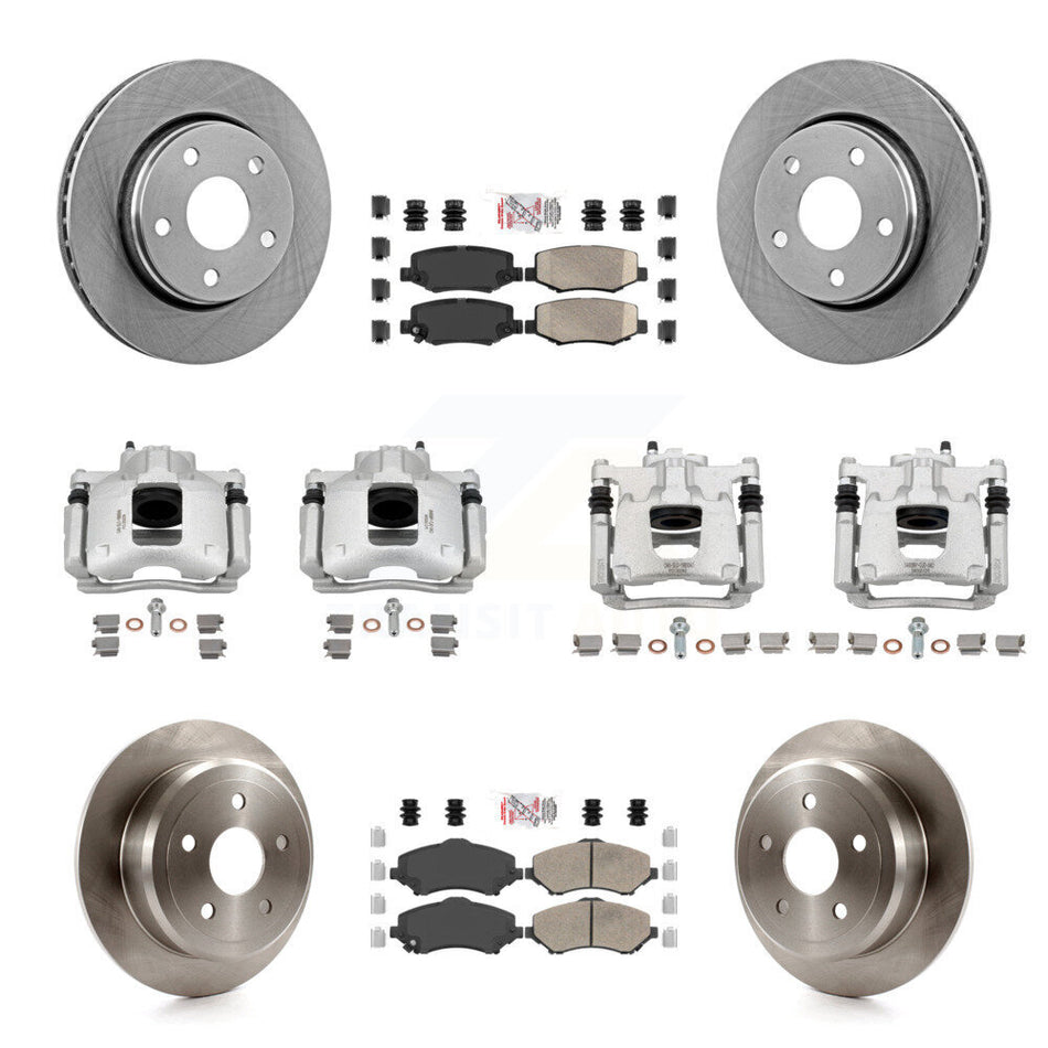 Front Rear Disc Brake Caliper Rotors And Ceramic Pads Kit (10Pc) For Jeep Wrangler KC8-102894N