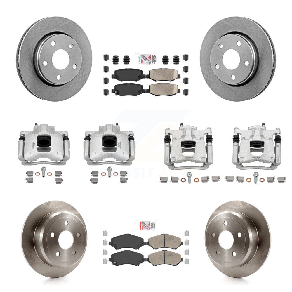 Front Rear Disc Brake Caliper Rotors And Ceramic Pads Kit (10Pc) For Jeep Wrangler KC8-102895N