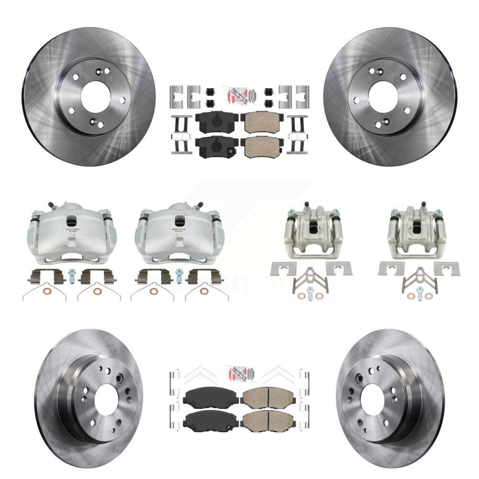 Front Rear Disc Brake Caliper Rotors And Ceramic Pads Kit (10Pc) For 2003-2011 Honda Element KC8-102904N