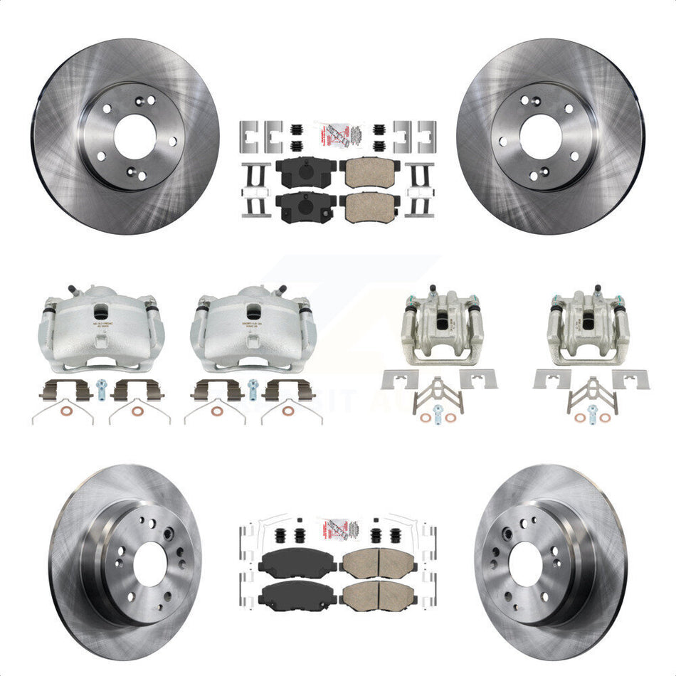 Front Rear Disc Brake Caliper Rotors And Ceramic Pads Kit (10Pc) For 2003-2011 Honda Element KC8-102905N by Transit Auto