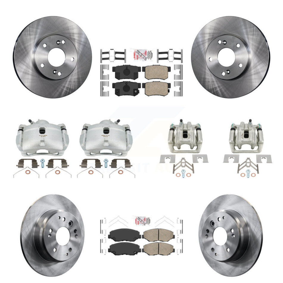 Front Rear Disc Brake Caliper Rotors And Ceramic Pads Kit (10Pc) For 2003-2011 Honda Element KC8-102906N