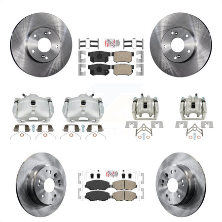 Front Rear Disc Brake Caliper Rotors And Ceramic Pads Kit (10Pc) For 2003-2011 Honda Element KC8-102907N by Transit Auto