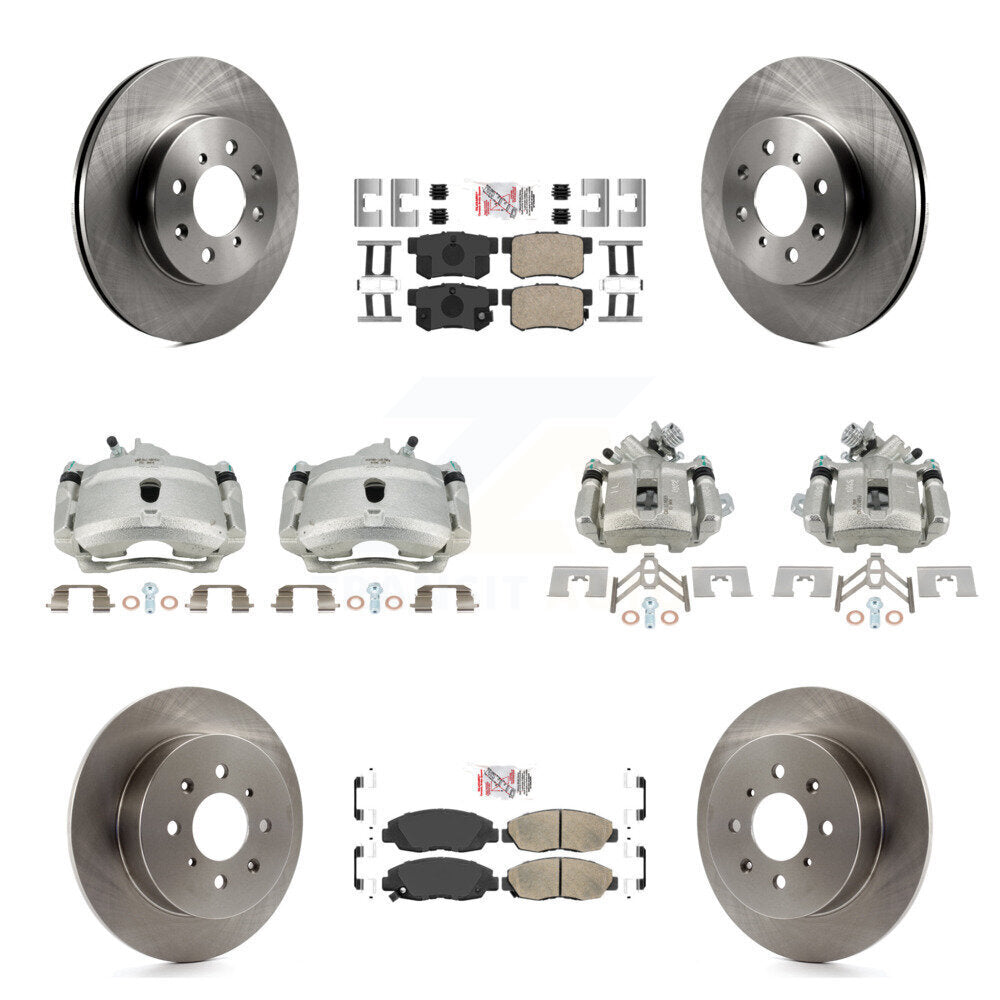 Front Rear Disc Brake Caliper Rotors And Ceramic Pads Kit (10Pc) For Honda Civic KC8-102912N