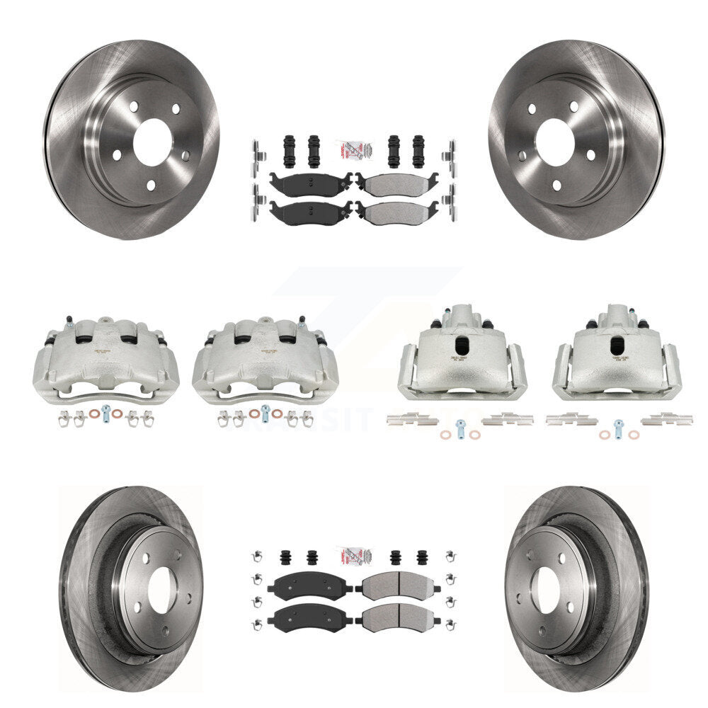 Front Rear Disc Brake Caliper Rotors And Semi-Metallic Pad Kit (10Pc) For Dodge Ram 1500 KC8-102920N