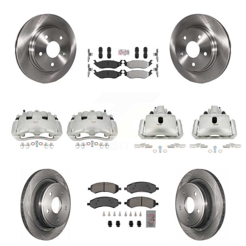 Front Rear Disc Brake Caliper Rotors And Semi-Metallic Pad Kit (10Pc) For Dodge Ram 1500 KC8-102921N