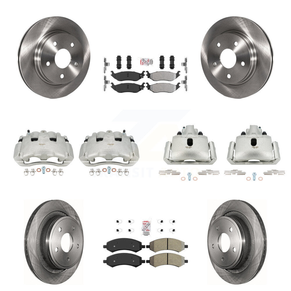 Front Rear Disc Brake Caliper Rotors And Semi-Metallic Pad Kit (10Pc) For Dodge Ram 1500 KC8-102922N
