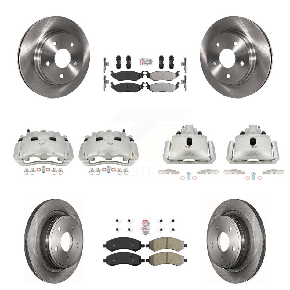 Front Rear Disc Brake Caliper Rotors And Semi-Metallic Pad Kit (10Pc) For Dodge Ram 1500 KC8-102922N
