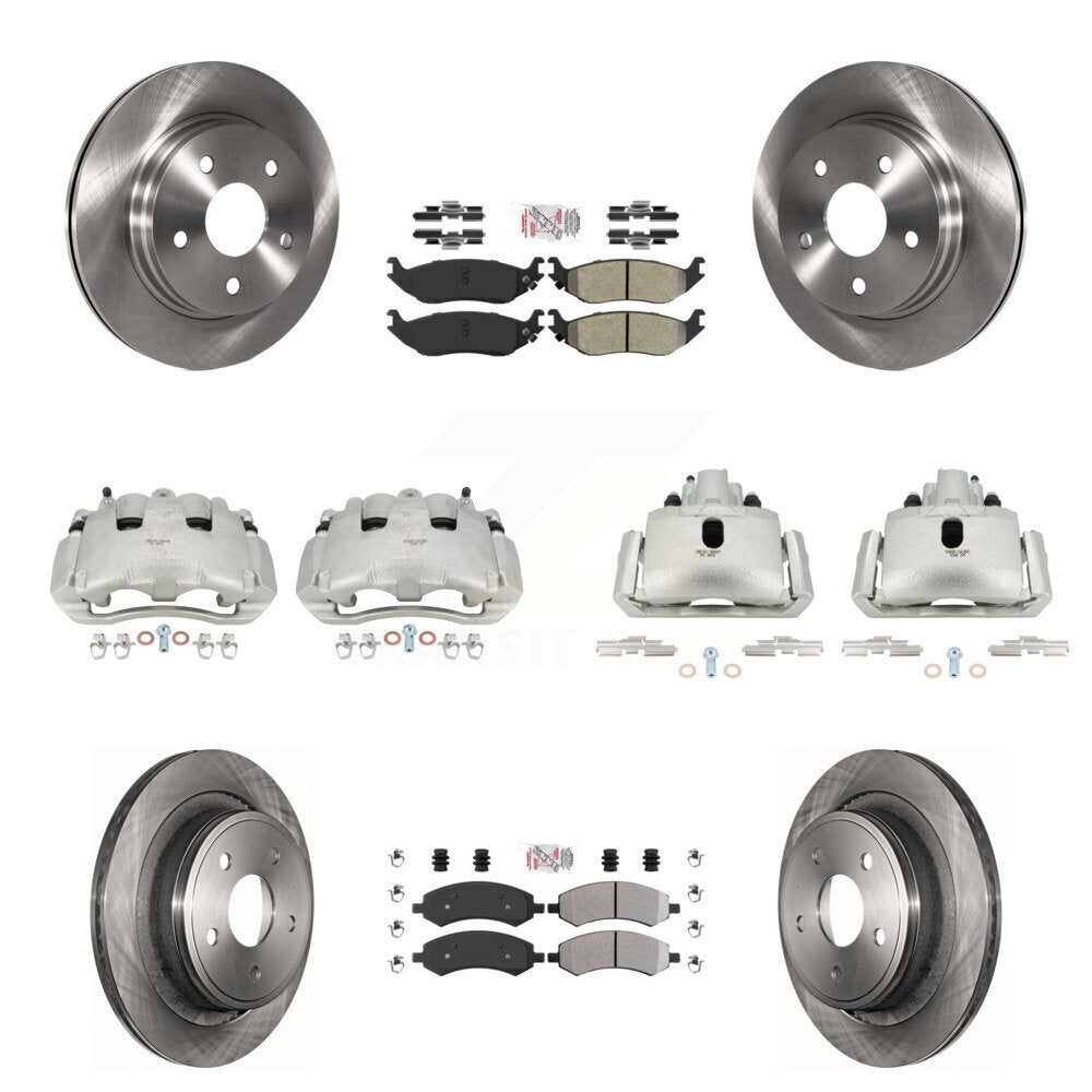 Front Rear Disc Brake Caliper Rotors And Semi-Metallic Pad Kit (10Pc) For Dodge Ram 1500 KC8-102923N