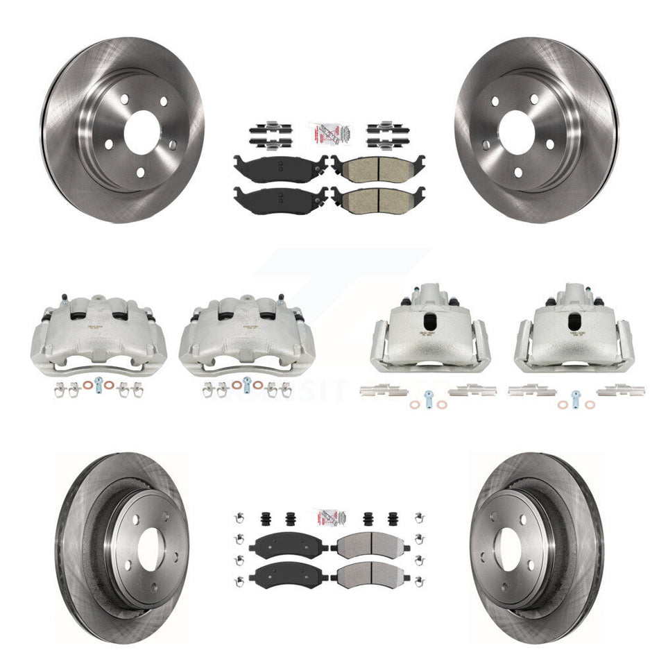 Front Rear Disc Brake Caliper Rotors And Semi-Metallic Pad Kit (10Pc) For Dodge Ram 1500 KC8-102923N