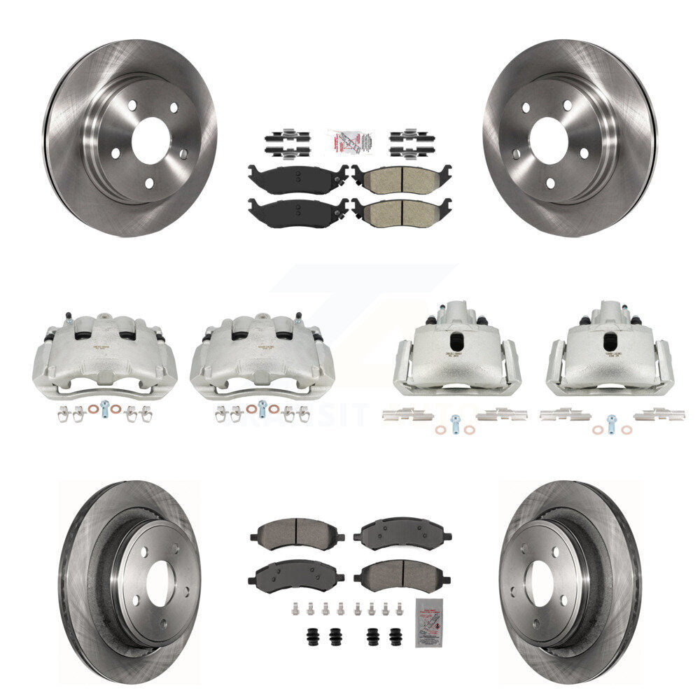 Front Rear Disc Brake Caliper Rotors And Semi-Metallic Pad Kit (10Pc) For Dodge Ram 1500 KC8-102924N