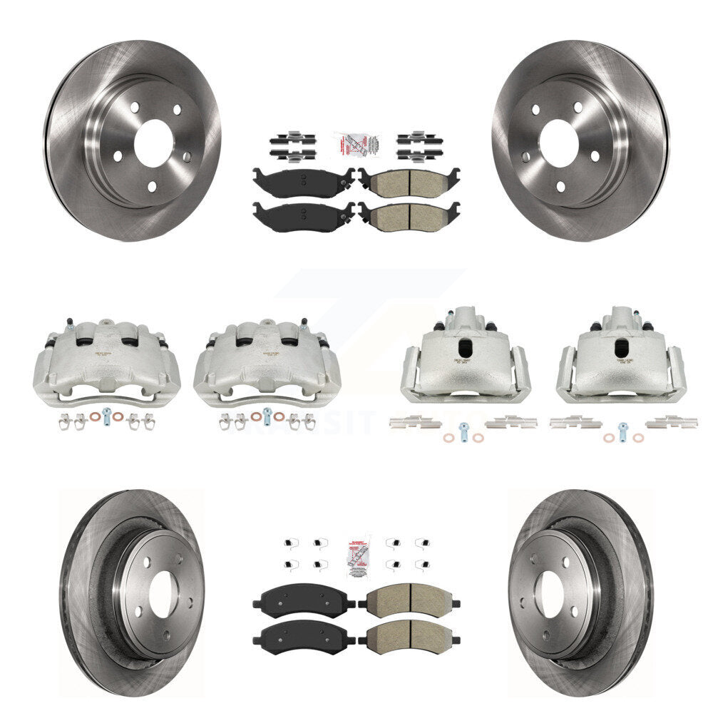 Front Rear Disc Brake Caliper Rotors And Semi-Metallic Pad Kit (10Pc) For Dodge Ram 1500 KC8-102925N