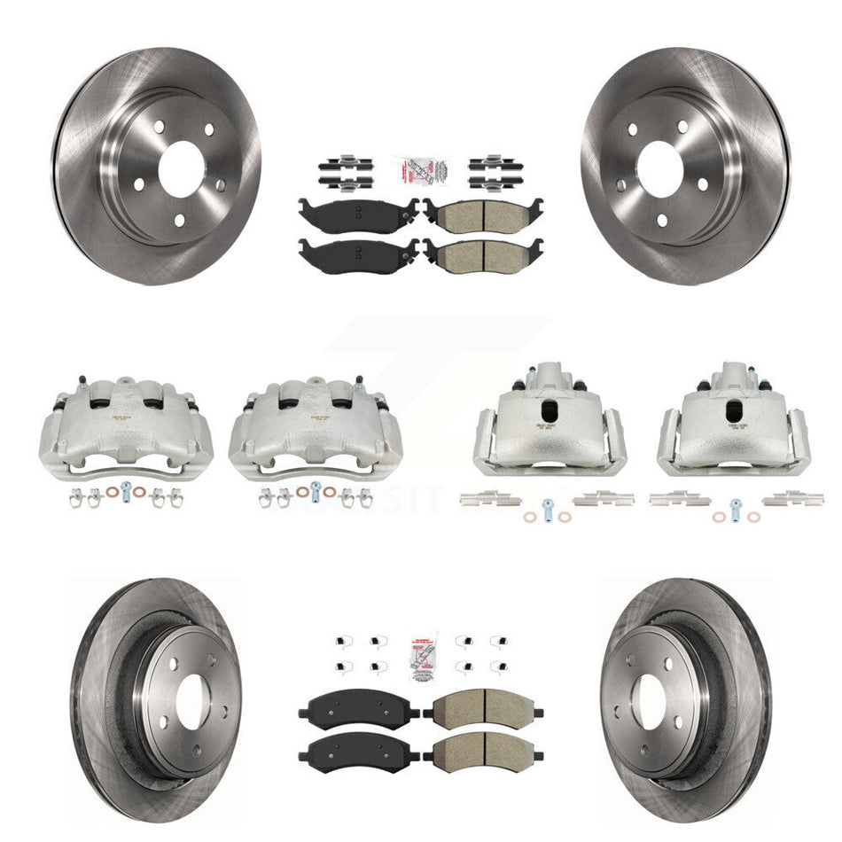 Front Rear Disc Brake Caliper Rotors And Semi-Metallic Pad Kit (10Pc) For Dodge Ram 1500 KC8-102925N