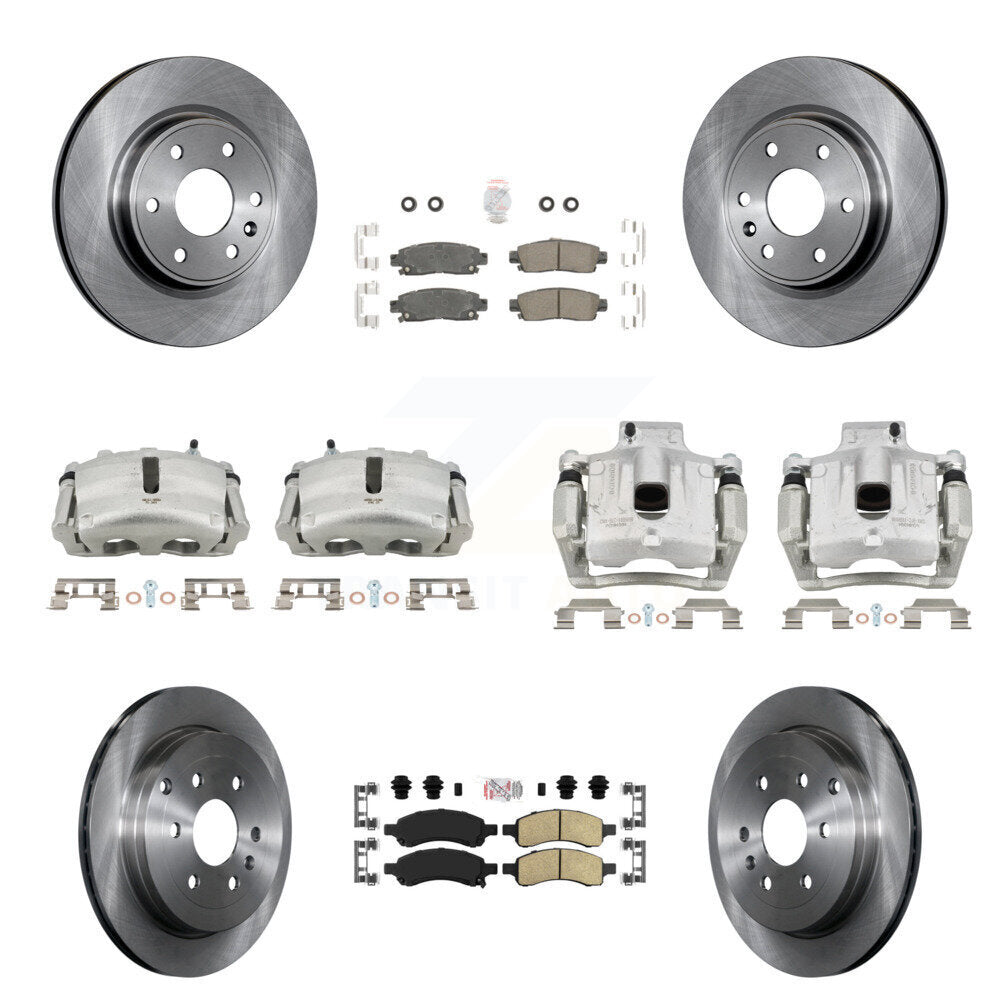 Front Rear Disc Brake Caliper Rotors Ceramic Pad Kit (10Pc) For GMC Acadia Buick Enclave KC8-102943N