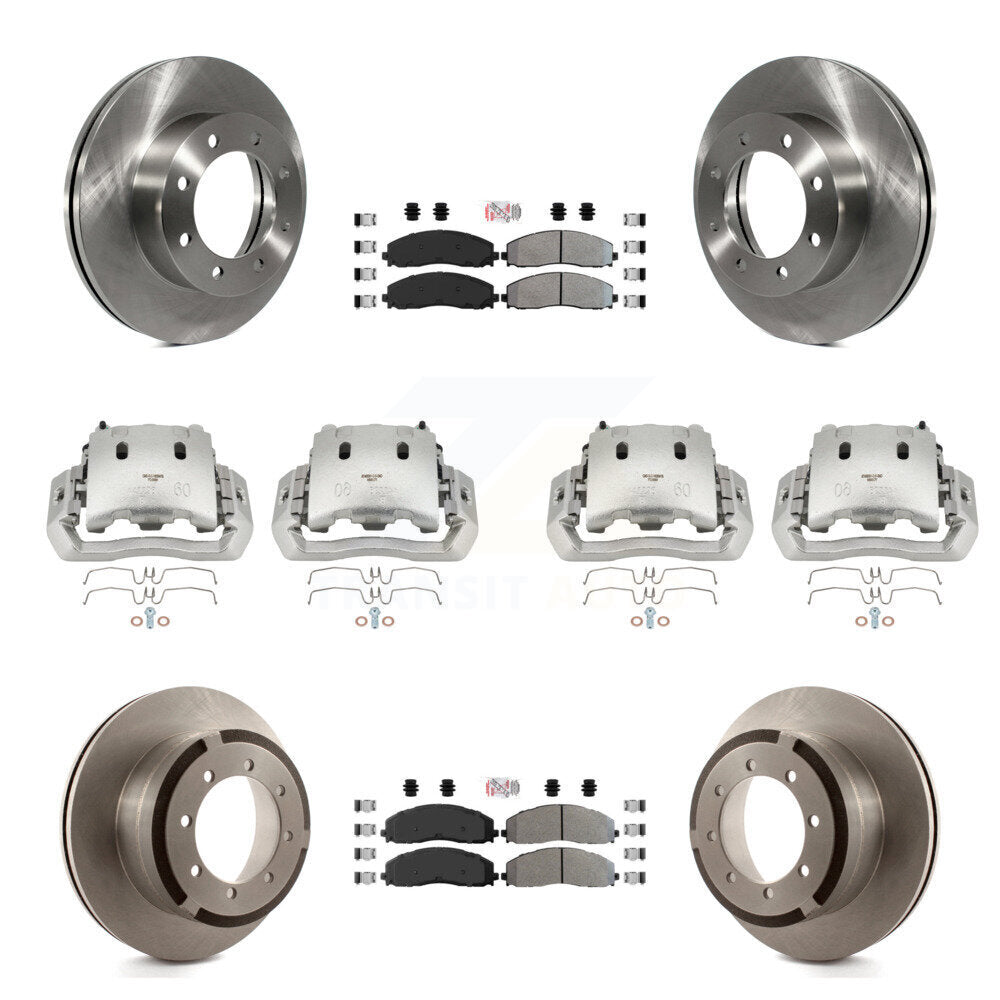 Front Rear Brake Caliper Rotors & Semi-Metallic Pad Kit (10Pc) For Ford F-450 Super Duty KC8-102945N