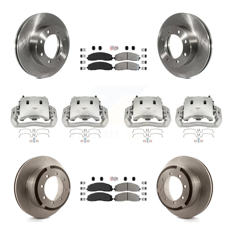 Front Rear Brake Caliper Rotors & Semi-Metallic Pad Kit (10Pc) For Ford F-450 Super Duty KC8-102945N