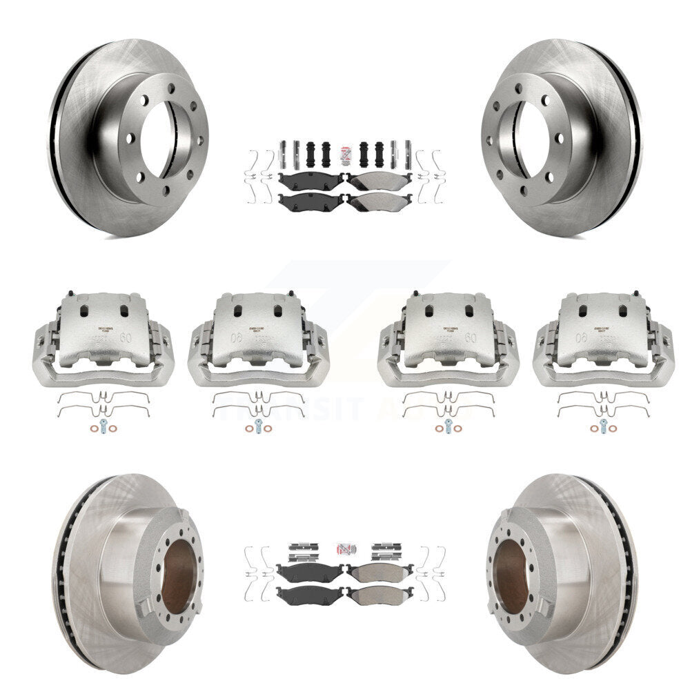 Front Rear Brake Caliper Rotors & Semi-Metallic Pad Kit (10Pc) For Ford F-450 Super Duty KC8-102965N