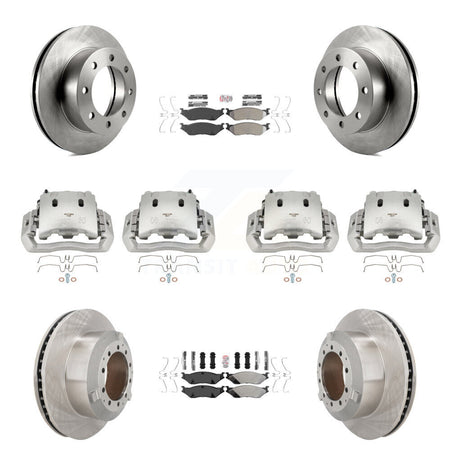 Front Rear Brake Caliper Rotors & Semi-Metallic Pad Kit (10Pc) For Ford F-450 Super Duty KC8-102966N