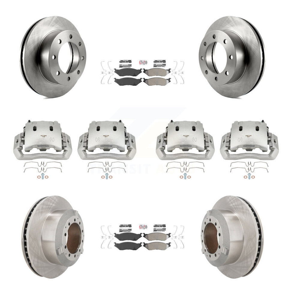 Front Rear Brake Caliper Rotors & Semi-Metallic Pad Kit (10Pc) For Ford F-450 Super Duty KC8-102967N