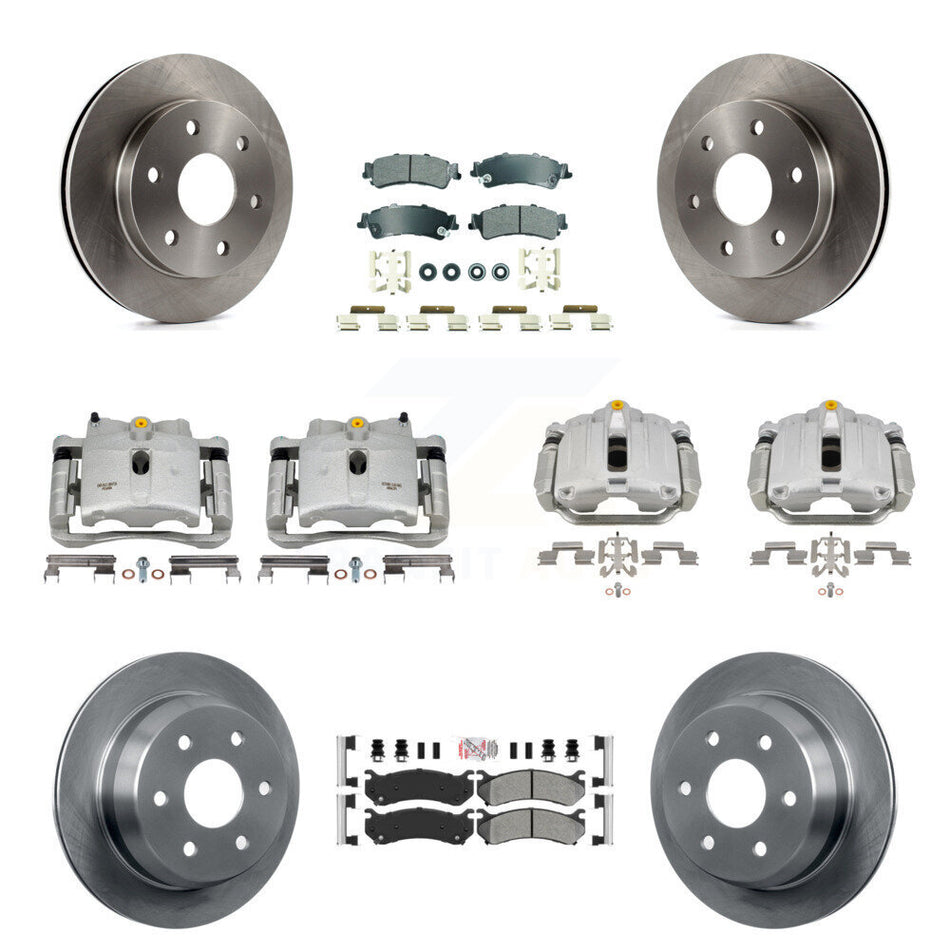 Front Rear Brake Caliper Rotors Semi-Metallic Pad Kit (10Pc) For Chevrolet GMC Silverado KC8-102987N