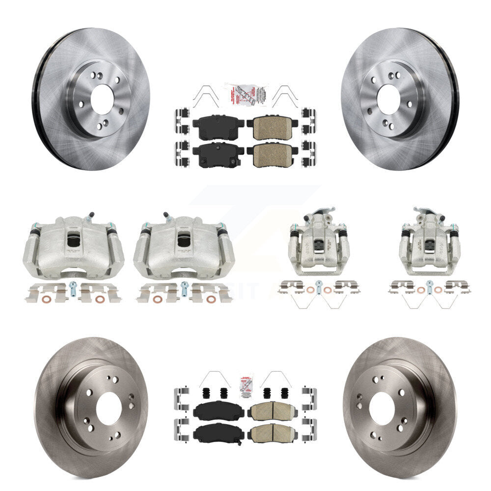 Front Rear Disc Brake Caliper Rotors & Ceramic Pad Kit (10Pc) For Honda Accord Acura TSX KC8-103029N