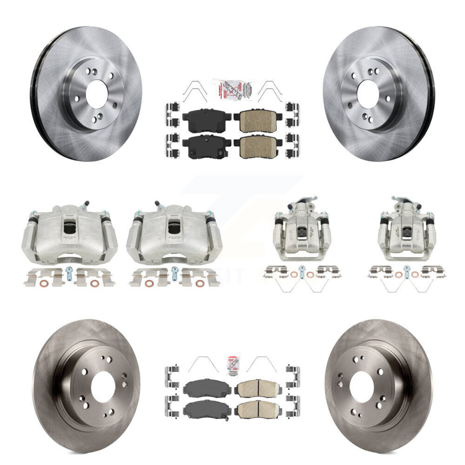 Front Rear Disc Brake Caliper Rotors & Ceramic Pad Kit (10Pc) For Honda Accord Acura TSX KC8-103030N