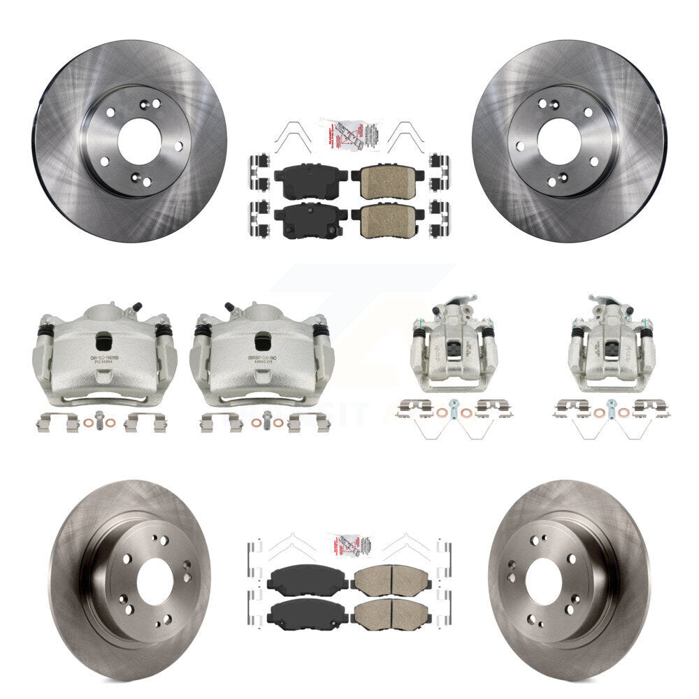 Front Rear Disc Brake Caliper Rotors And Ceramic Pads Kit (10Pc) For Honda Accord KC8-103033N