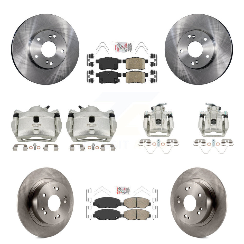 Front Rear Disc Brake Caliper Rotors And Ceramic Pads Kit (10Pc) For Honda Accord KC8-103033N