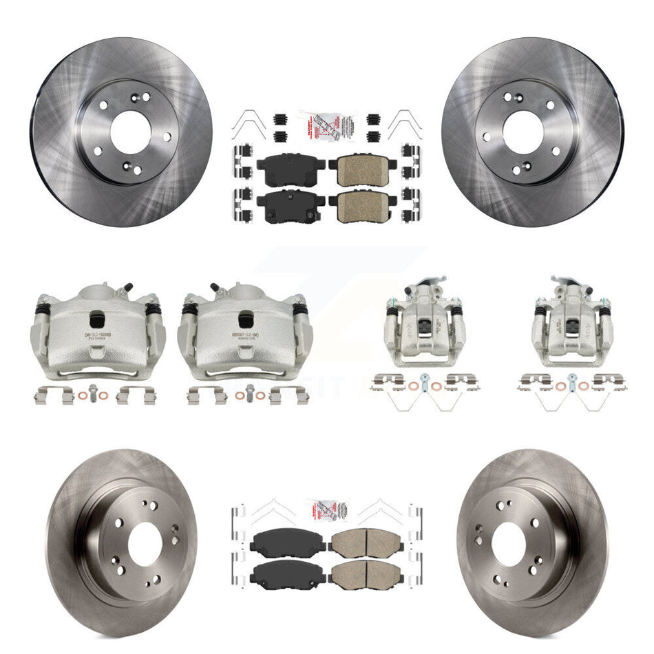 Front Rear Disc Brake Caliper Rotors And Ceramic Pads Kit (10Pc) For Honda Accord KC8-103035N