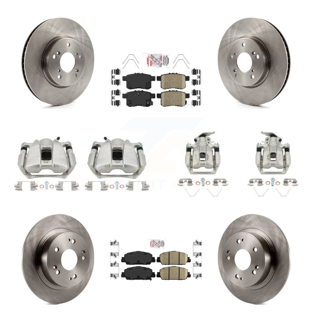 Front Rear Disc Brake Caliper Rotors And Ceramic Pads Kit (10Pc) For Honda Accord KC8-103037N