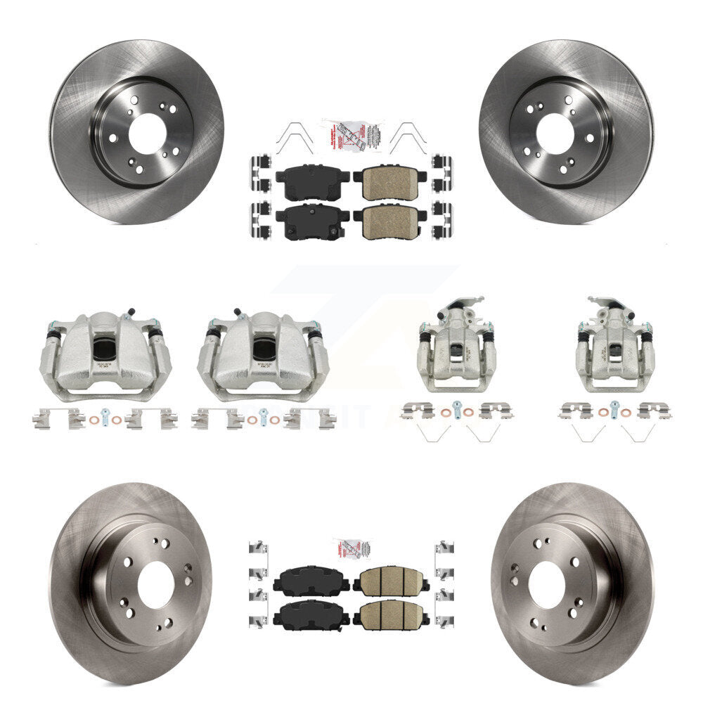 Front Rear Disc Brake Caliper Rotors And Ceramic Pads Kit (10Pc) For Honda Accord KC8-103041N