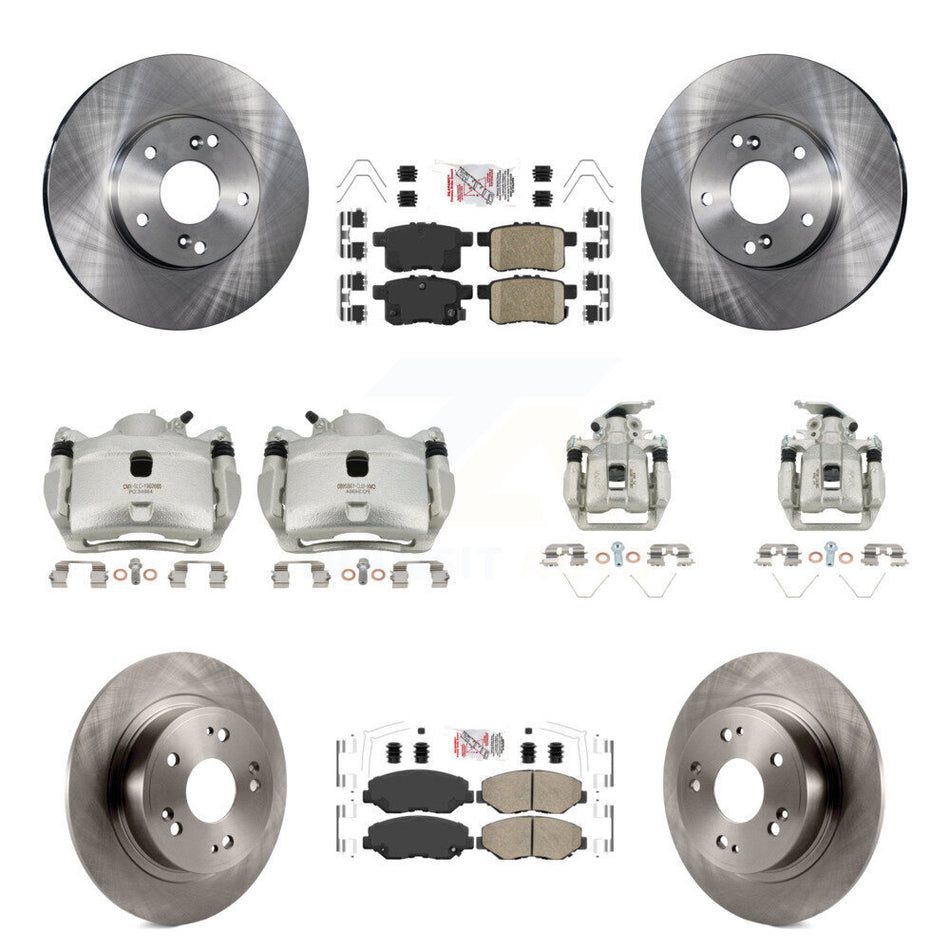 Front Rear Disc Brake Caliper Rotor Ceramic Pad Kit (10Pc) For Honda Accord LX with 2.4L KC8-103048N