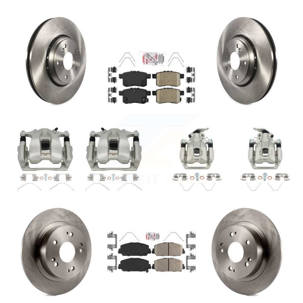 Front Rear Disc Brake Caliper Rotors And Ceramic Pads Kit (10Pc) For Honda Accord KC8-103050N