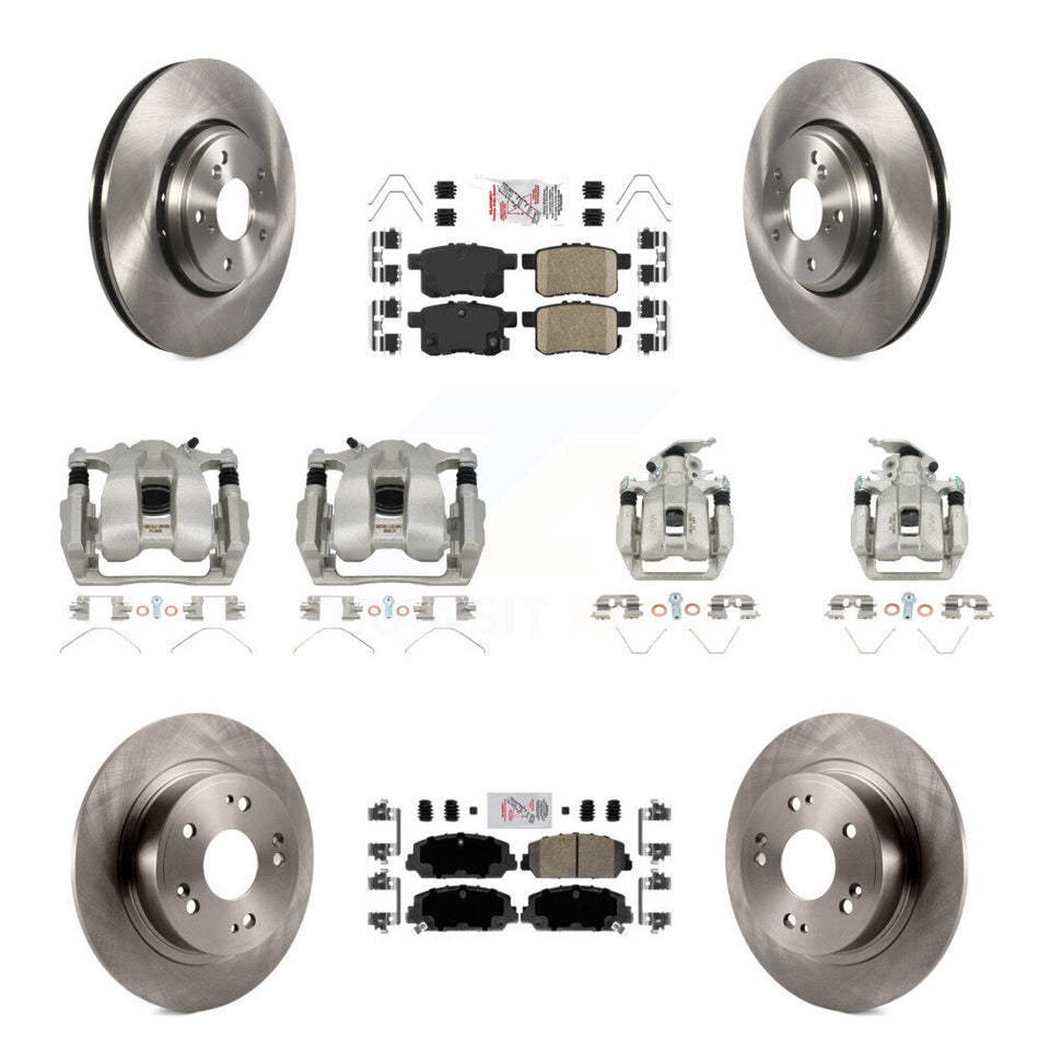 Front Rear Disc Brake Caliper Rotors And Ceramic Pads Kit (10Pc) For Honda Accord KC8-103051N