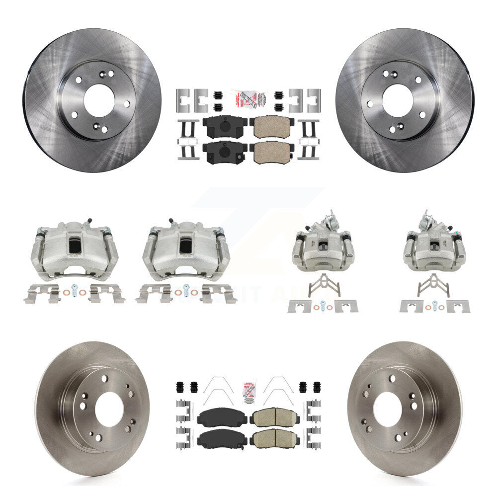 Front Rear Disc Brake Caliper Rotors And Ceramic Pads Kit (10Pc) For Honda Accord KC8-103054N