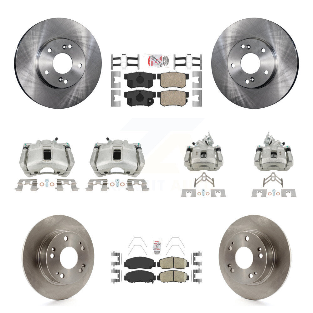 Front Rear Disc Brake Caliper Rotors And Ceramic Pads Kit (10Pc) For Honda Accord KC8-103055N
