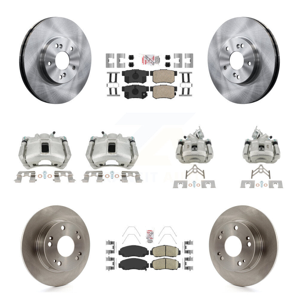 Front Rear Disc Brake Caliper Rotors And Ceramic Pads Kit (10Pc) For Honda Accord KC8-103057N