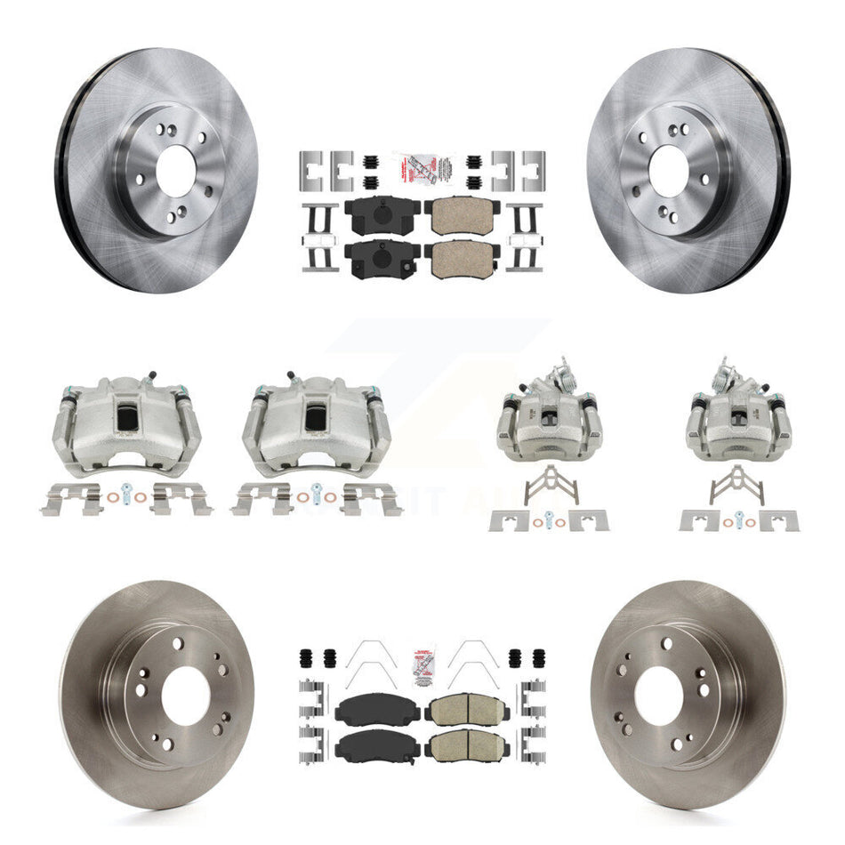 Front Rear Disc Brake Caliper Rotors And Ceramic Pads Kit (10Pc) For Honda Accord KC8-103058N