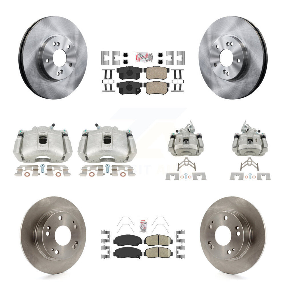 Front Rear Disc Brake Caliper Rotors And Ceramic Pads Kit (10Pc) For Honda Accord KC8-103061N