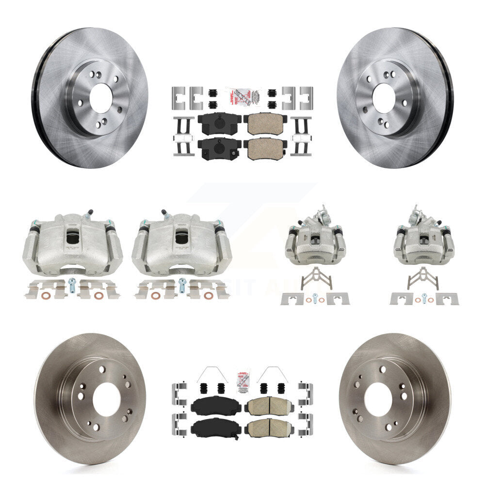 Front Rear Disc Brake Caliper Rotors & Ceramic Pad Kit (10Pc) For Honda Accord Acura TSX KC8-103063N
