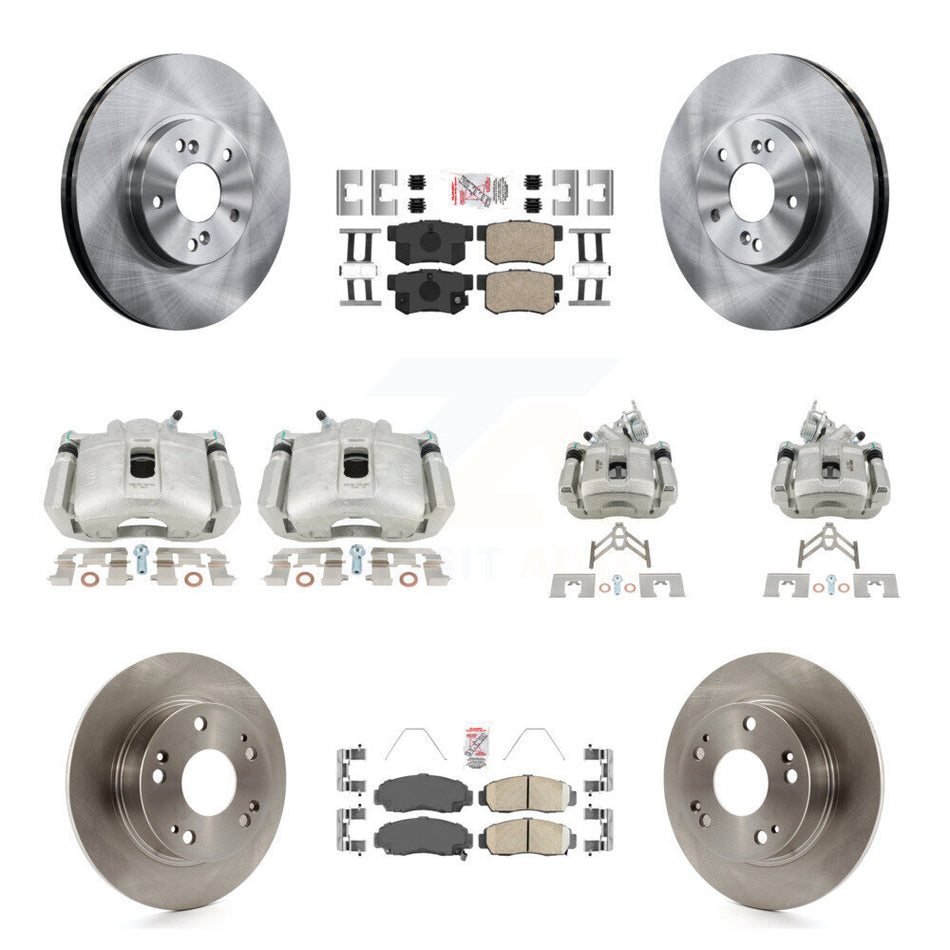 Front Rear Disc Brake Caliper Rotors & Ceramic Pad Kit (10Pc) For Honda Accord Acura TSX KC8-103064N