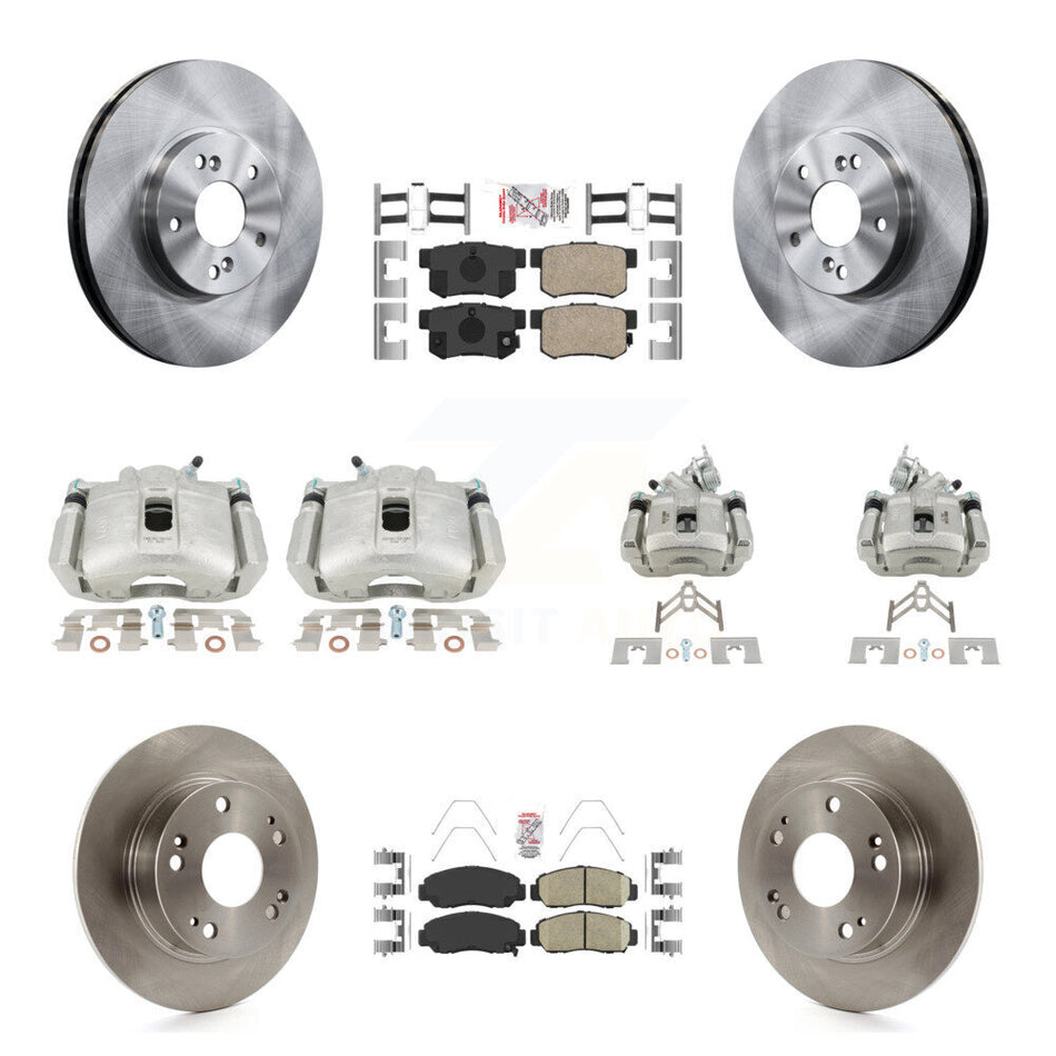 Front Rear Disc Brake Caliper Rotors And Ceramic Pads Kit (10Pc) For Honda Accord KC8-103065N