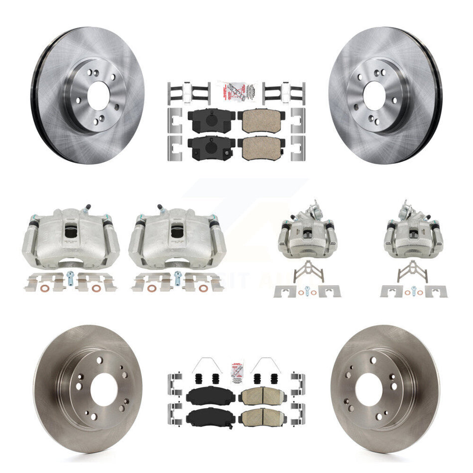 Front Rear Disc Brake Caliper Rotors & Ceramic Pad Kit (10Pc) For Honda Accord Acura TSX KC8-103067N