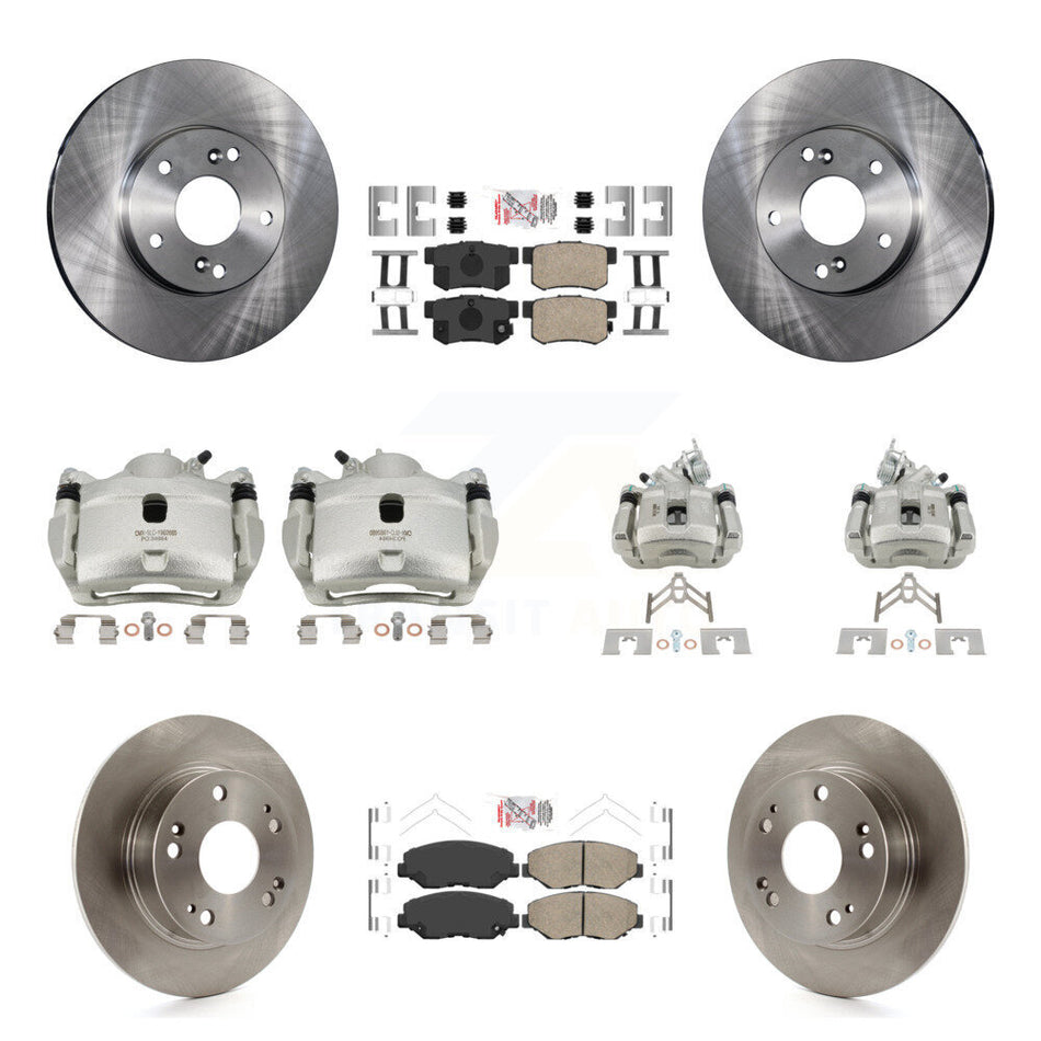 Front Rear Disc Brake Caliper Rotors And Ceramic Pads Kit (10Pc) For Honda Accord KC8-103069N