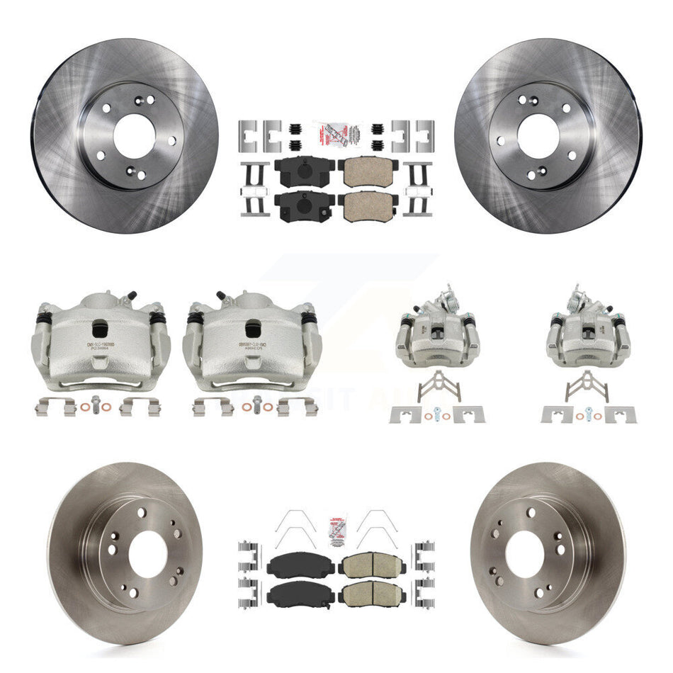 Front Rear Disc Brake Caliper Rotors And Ceramic Pads Kit (10Pc) For Honda Accord KC8-103070N