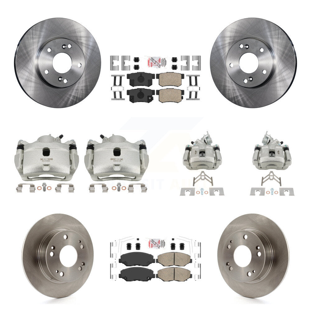 Front Rear Disc Brake Caliper Rotors And Ceramic Pads Kit (10Pc) For Honda Accord KC8-103072N