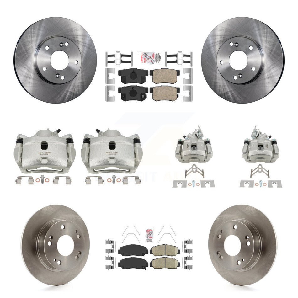 Front Rear Disc Brake Caliper Rotors And Ceramic Pads Kit (10Pc) For Honda Accord KC8-103074N
