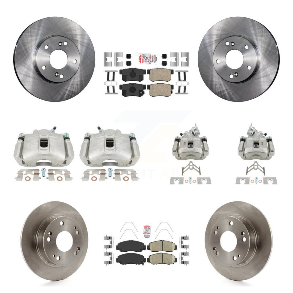 Front Rear Disc Brake Caliper Rotors And Ceramic Pads Kit (10Pc) For Honda Accord KC8-103083N