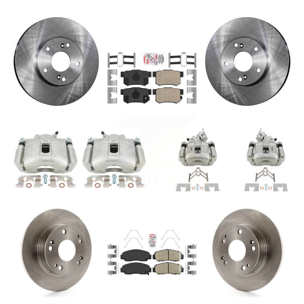 Front Rear Disc Brake Caliper Rotors And Ceramic Pads Kit (10Pc) For Honda Accord KC8-103085N